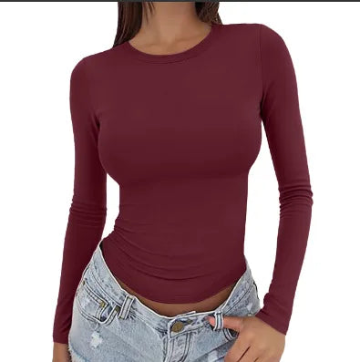 Slim Fit Longsleeve Top met Ronde Hals