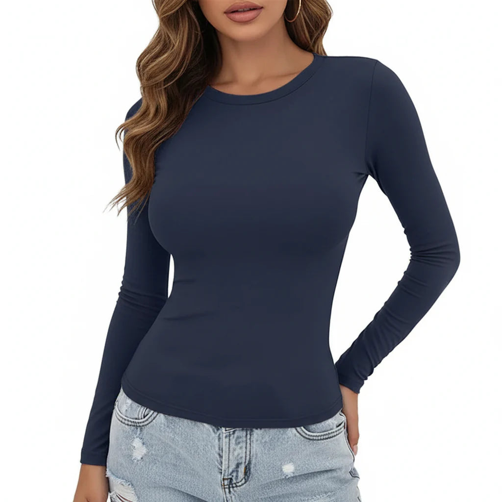 Slim Fit Longsleeve Top met Ronde Hals