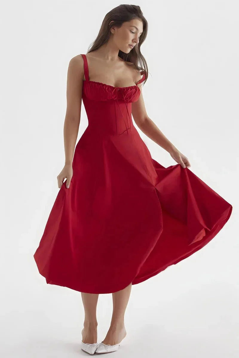 Floral Corset Midi Jurk met Split | Elegante Zomerjurk Dames