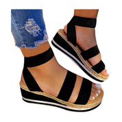Dames sandalen met sleehak en kruisbandjes