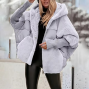 Dames Jas Teddy en Gewatteerde Stof | Kort Model met Capuchon