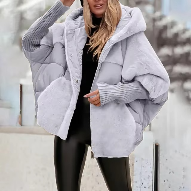 Dames Jas Teddy en Gewatteerde Stof | Kort Model met Capuchon