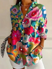 Dames zomer blouse met kleurijke print en losse pasvorm