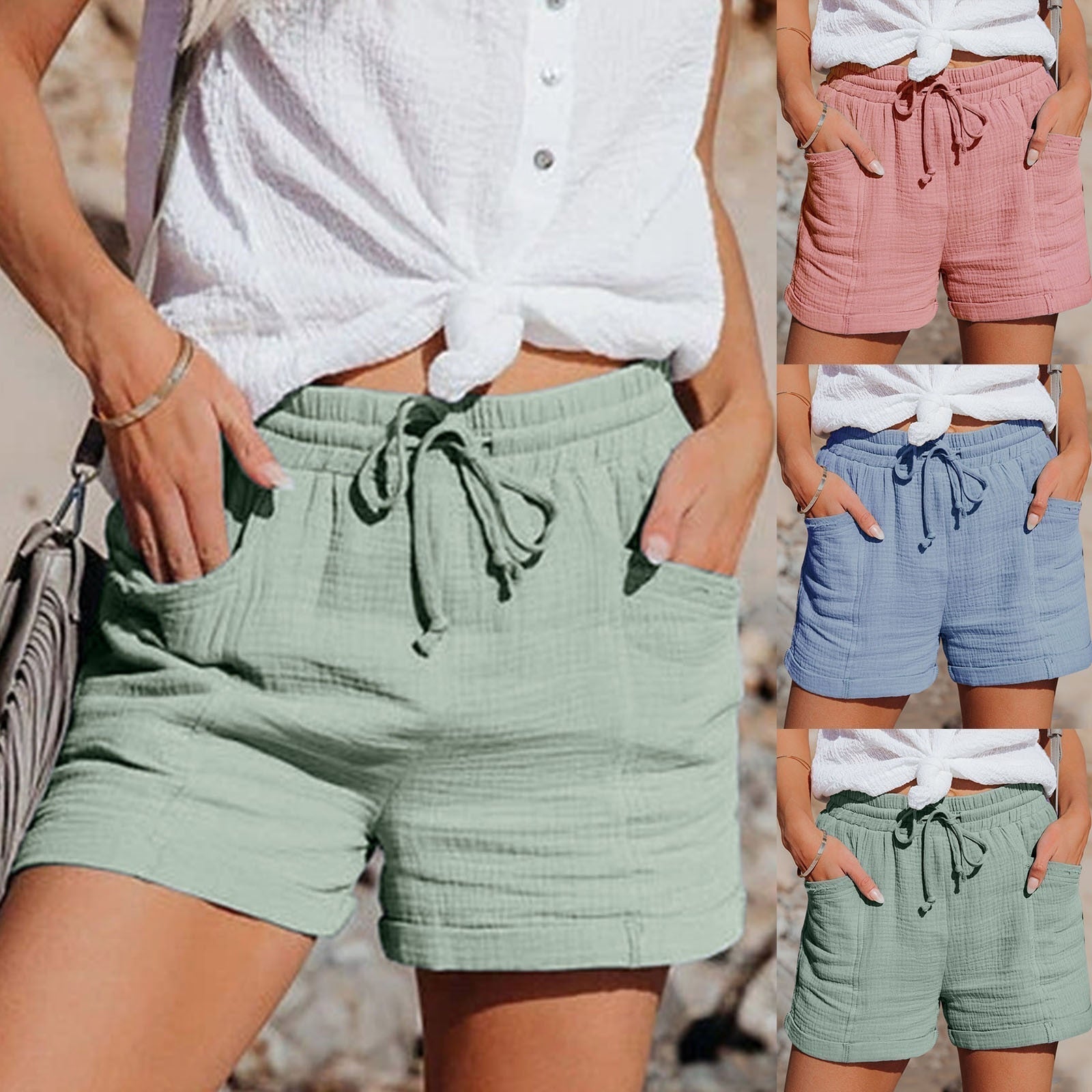 Dames zomershort met elastische tailleband