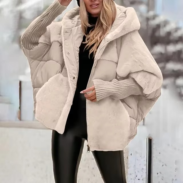 Dames Jas Teddy en Gewatteerde Stof | Kort Model met Capuchon