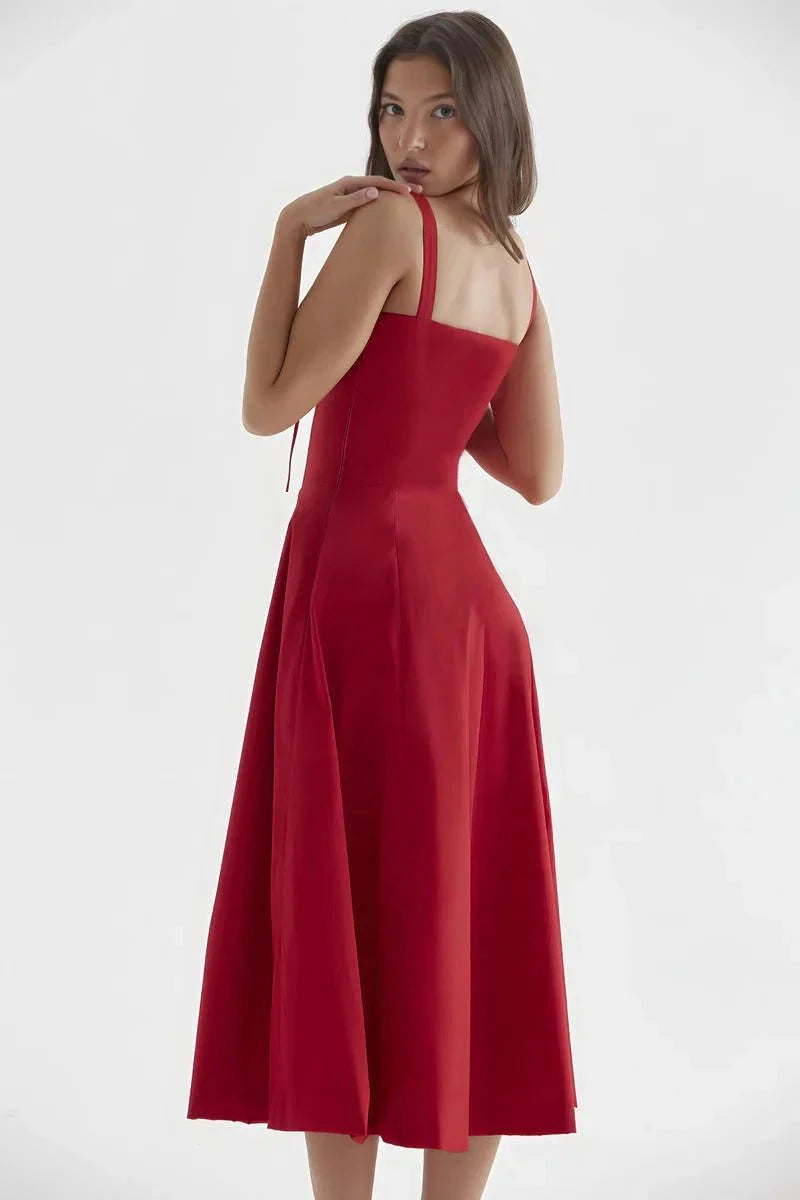 Floral Corset Midi Jurk met Split | Elegante Zomerjurk Dames