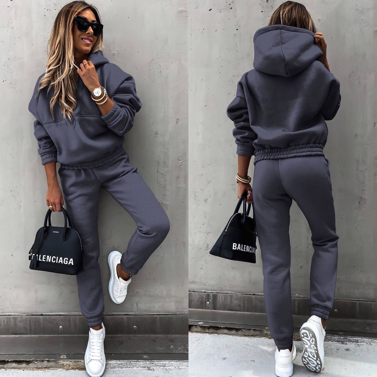 Warm dames joggingpak met hoodie en joggingbroek | Herfst/winter set
