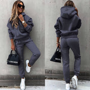 Warm dames joggingpak met hoodie en joggingbroek | Herfst/winter set