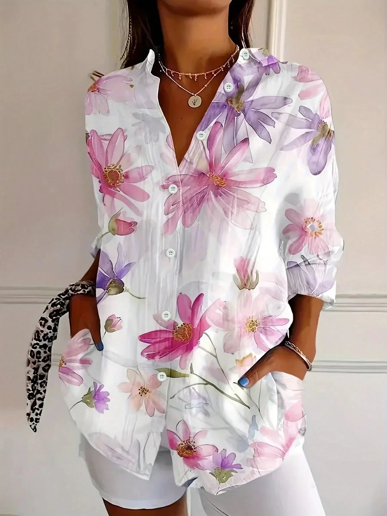 Dames zomer blouse met kleurijke print en losse pasvorm