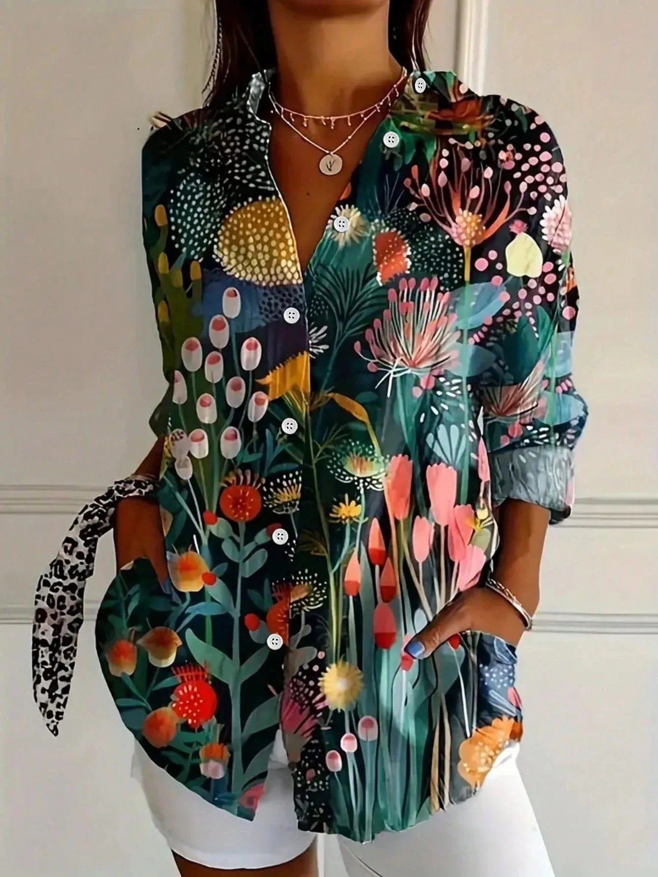 Dames zomer blouse met kleurijke print en losse pasvorm