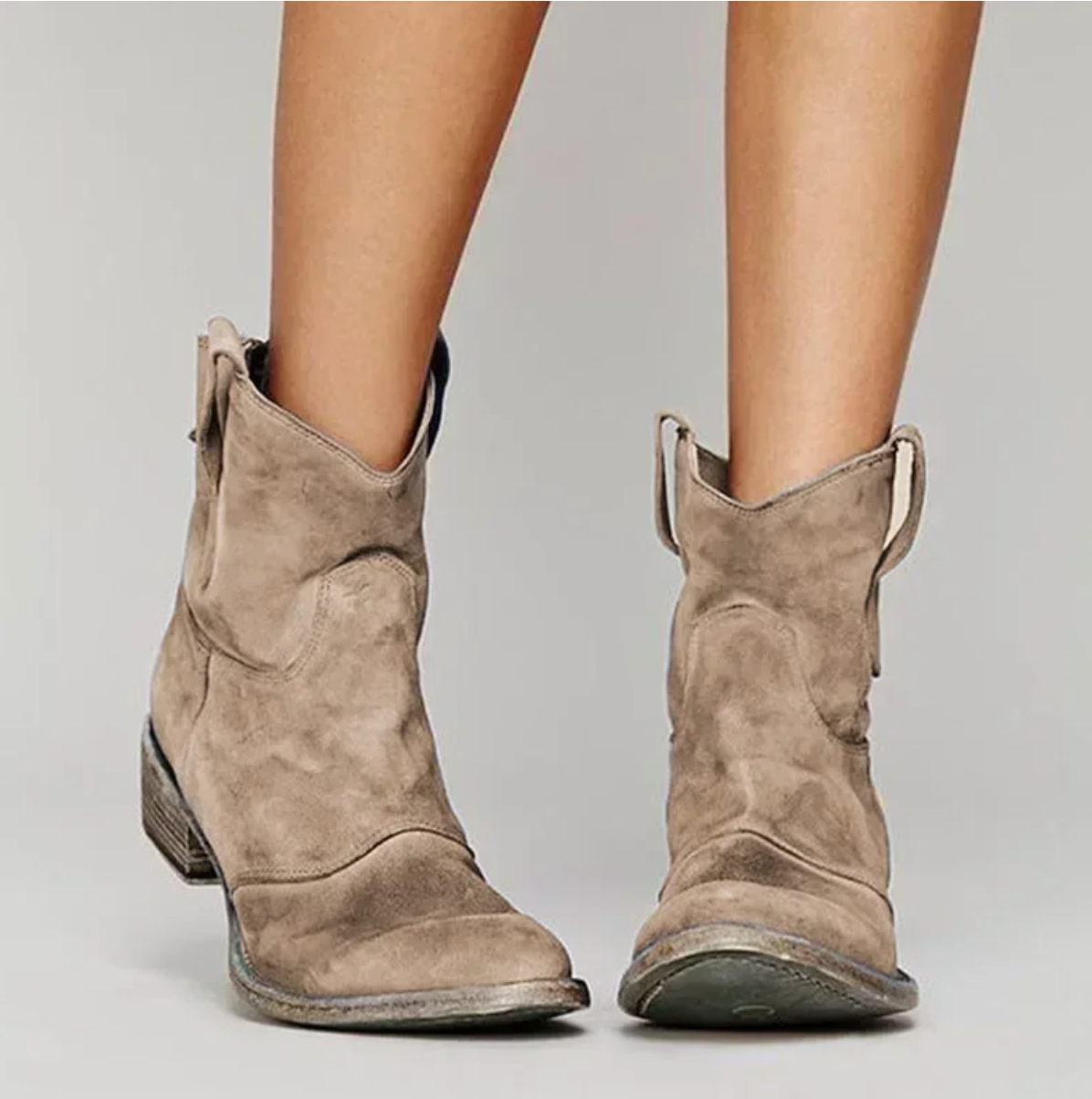 Dames enkellaarsjes met lage hak | Suède-look