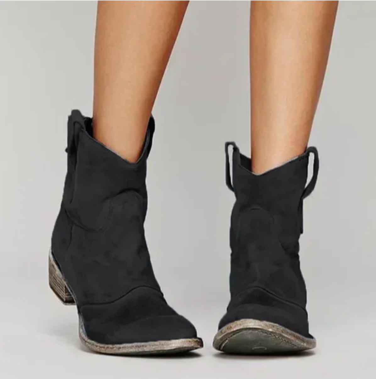 Dames enkellaarsjes met lage hak | Suède-look