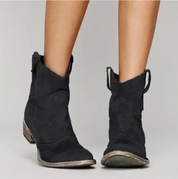 Dames enkellaarsjes met lage hak | Suède-look