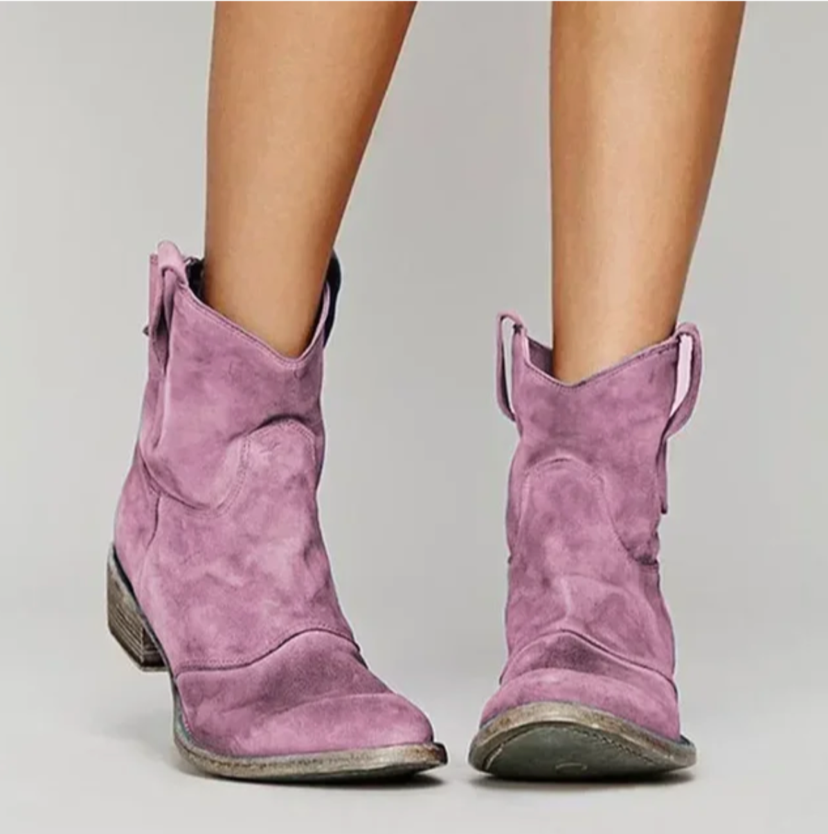 Dames enkellaarsjes met lage hak | Suède-look