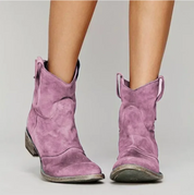 Dames enkellaarsjes met lage hak | Suède-look