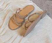Dames glitter teenslippers plat zomer - Goud