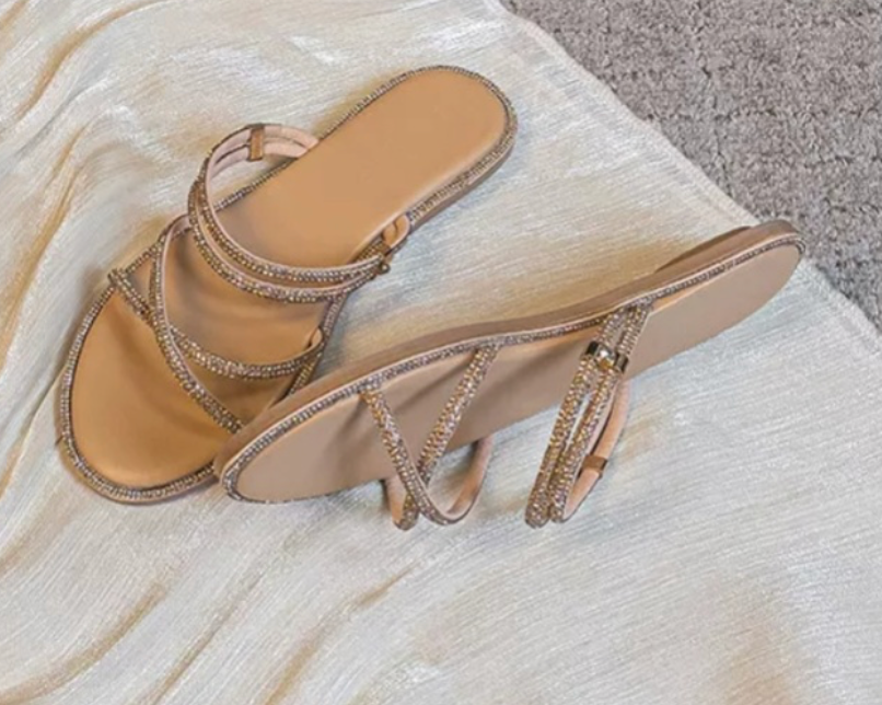 Dames glitter teenslippers plat zomer - Goud
