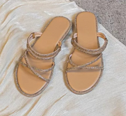 Dames glitter teenslippers plat zomer - Goud
