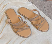 Dames glitter teenslippers plat zomer - Goud