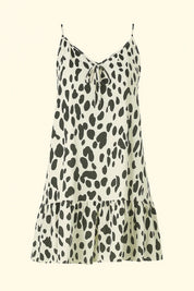 Dames zomerjurk met luipaardprint in wit of roze