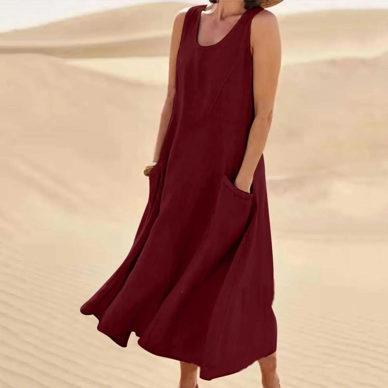 Dames zomerjurk mouwloos - Ronde hals relaxed fit