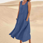 Dames zomerjurk mouwloos - Ronde hals relaxed fit