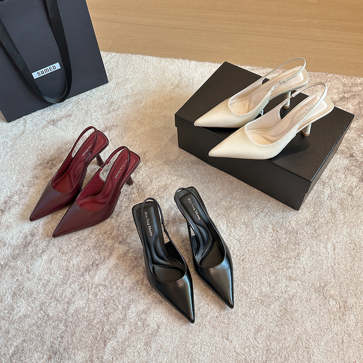 Slingback Pumps Dames | Wit, Zwart, Rood | Puntige Neus & Hak