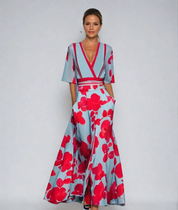 Maxi Jurk Dames Bloemenprint – Lange V-hals Jurk Zomer & Feest