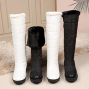 Hoge Gewatteerde Laarzen Dames met Voering | Winterlaarzen met Veters en Platte Zool