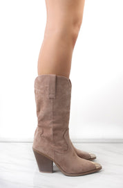 Dames cowboy laarzen met suède look | Blokhak