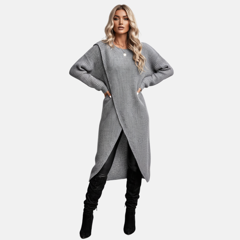 Lange gebreide jurk met split