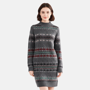 Dames gebreide mini trui jurk | Jacquard patroon
