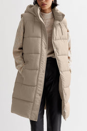 Lange dames Bodywarmer | Gewatteerd met capuchon
