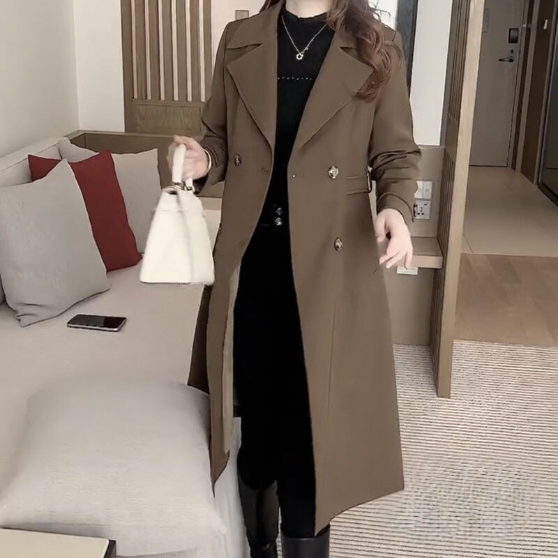 Dames trenchcoat met riem en klassieke kraag