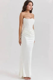 Satijnen Corset Galajurk met Beeldhouwend Silhouet