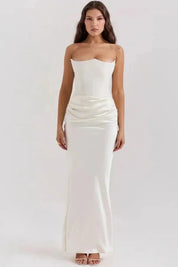 Satijnen Corset Galajurk met Beeldhouwend Silhouet