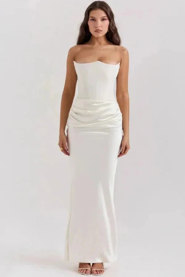 Satijnen Corset Galajurk met Beeldhouwend Silhouet