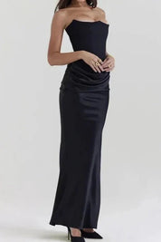 Satijnen Corset Galajurk met Beeldhouwend Silhouet