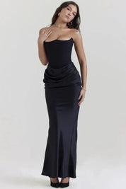Satijnen Corset Galajurk met Beeldhouwend Silhouet