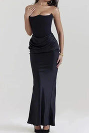 Satijnen Corset Galajurk met Beeldhouwend Silhouet