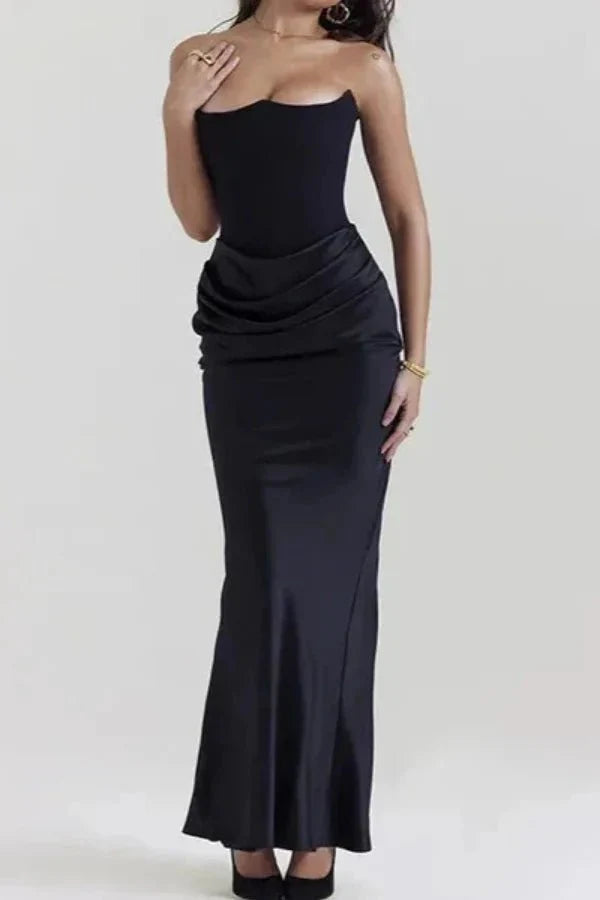 Satijnen Corset Galajurk met Beeldhouwend Silhouet