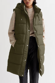 Lange dames Bodywarmer | Gewatteerd met capuchon