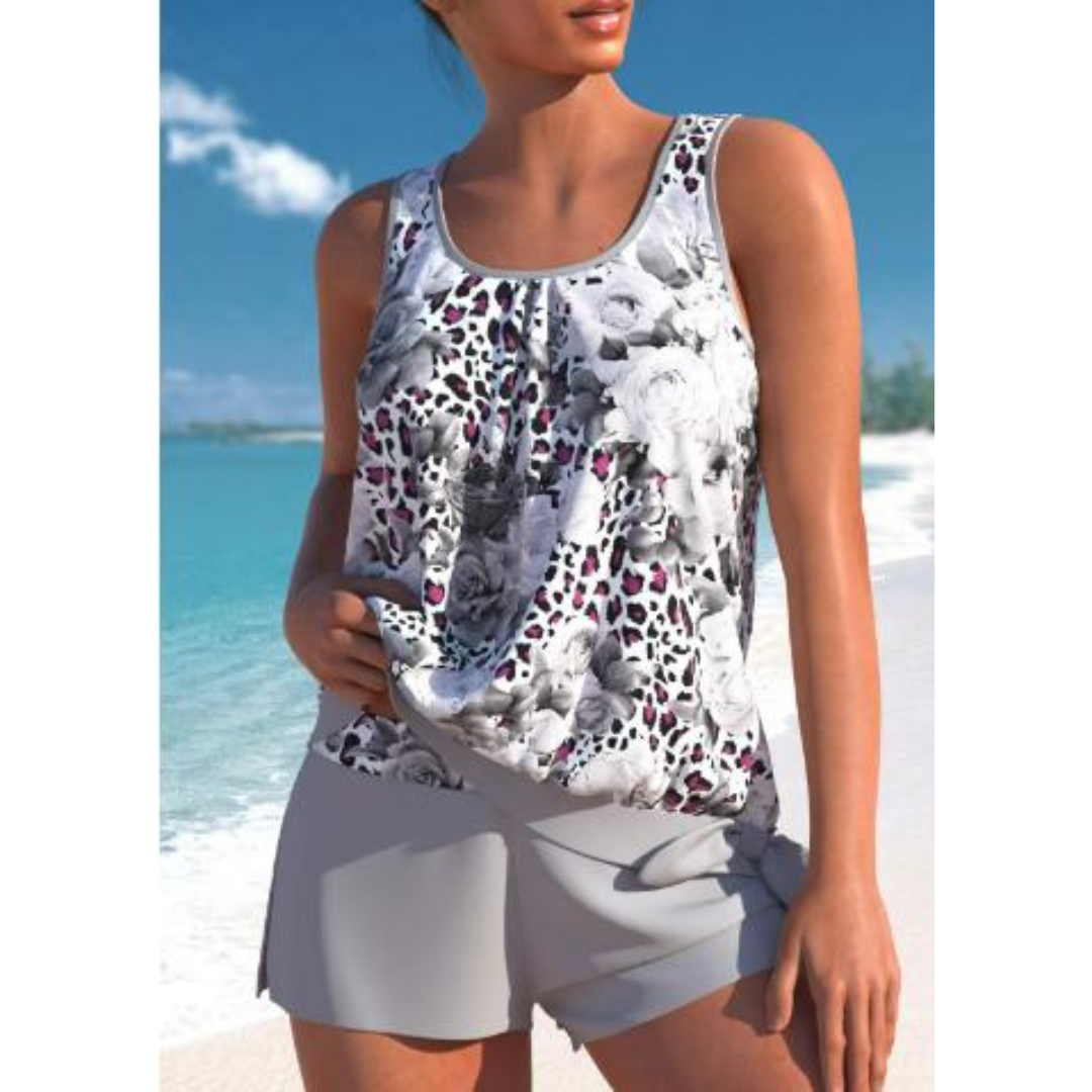 Dames tankini set tweedelig met bloemenprint