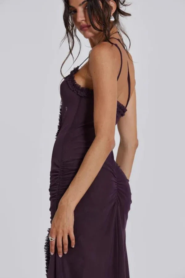 Mesh Zomerjurk met Ruche en Zwierig Silhouet