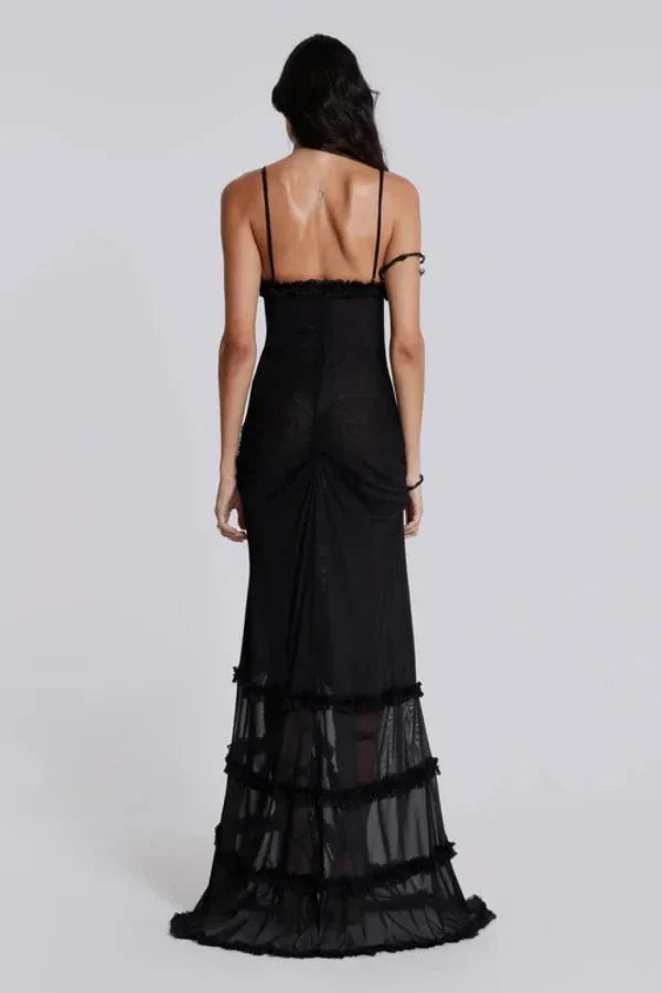 Mesh Zomerjurk met Ruche en Zwierig Silhouet