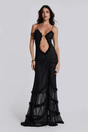 Mesh Zomerjurk met Ruche en Zwierig Silhouet