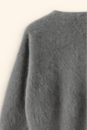 Fluffy oversized dames cardigan | Pluizig gebreid vest met v-hals