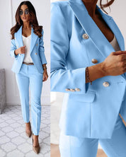 Dames blazer-pantalon set – Elegant tweedelig pak