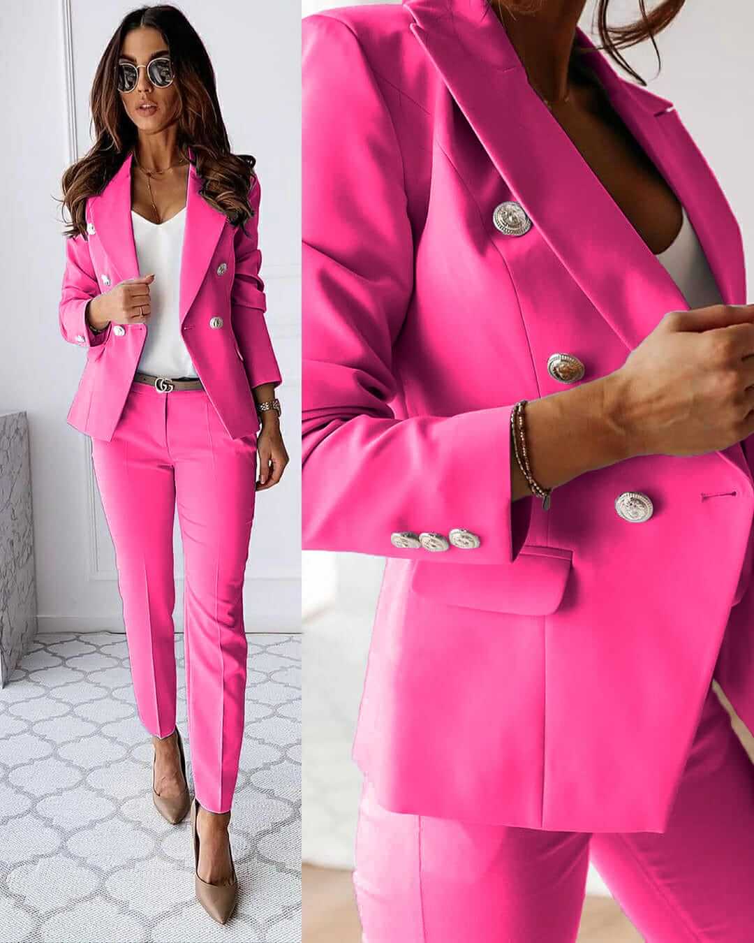Dames blazer-pantalon set – Elegant tweedelig pak