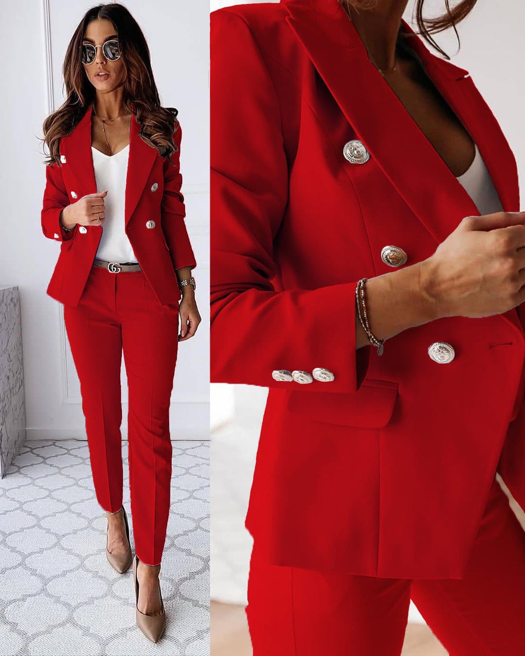 Dames blazer-pantalon set – Elegant tweedelig pak